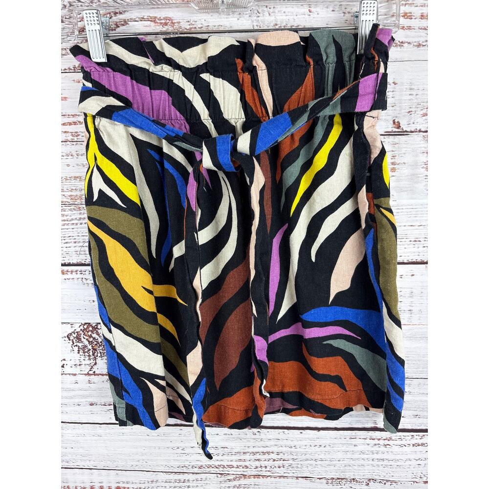 Womens Who What Wear Black Cream Blue Geometric Print Linen Blend Mini Skirt XS